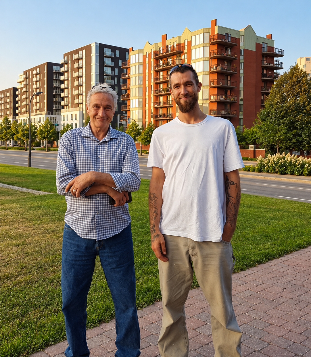 Martin Beauregard with his father